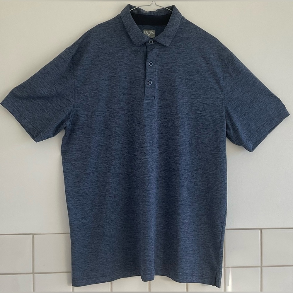 Callaway Opti-DRI Men’s Heather Navy Polo Shirt for Men SZ: L.